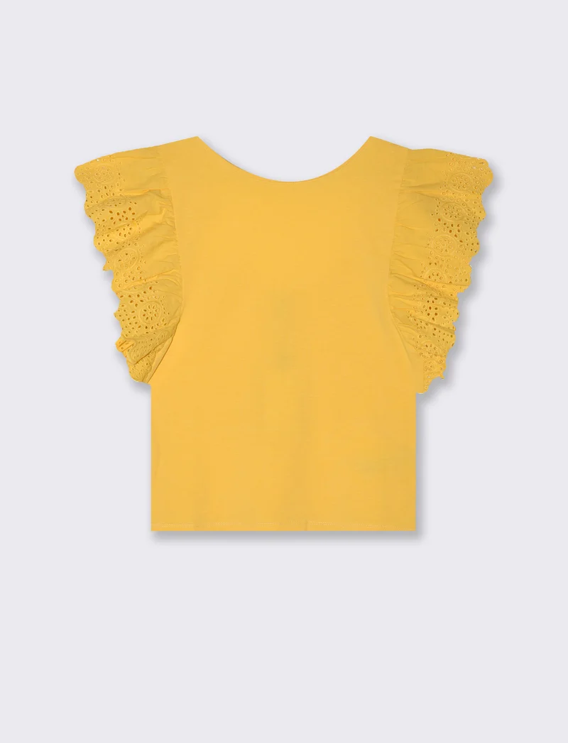T-shirt con rouches da donna - Giallo limone