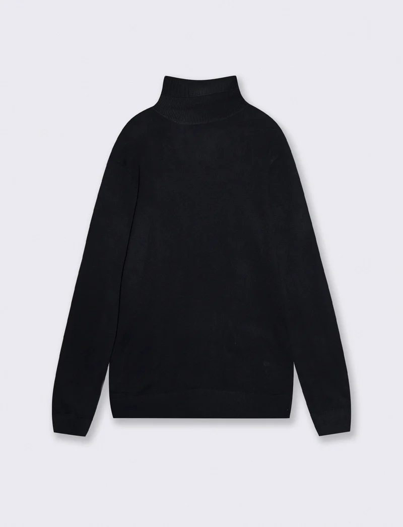 MAGLIA COLLO ALTO SLIM FIT - Blu