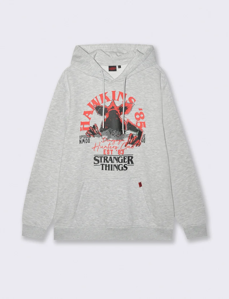 FELPA STAMPA STRANGER THINGS - Grigio mel.