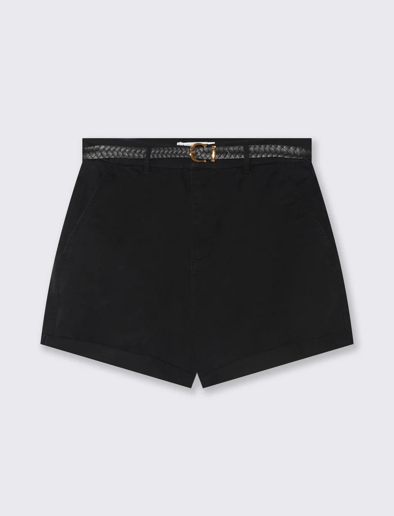 Short con cintura da donna - Nero