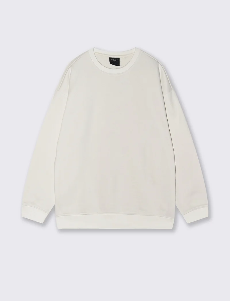 FELPA BASIC GIROCOLLO RELAXED FIT - Bianco
