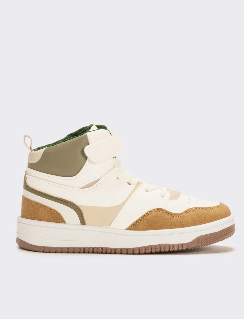 Sneakers a collo alto da bambino - Bianco-begie