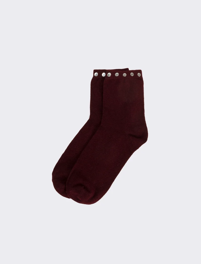 Calzino donna con borchie 1 paio - Bordeaux