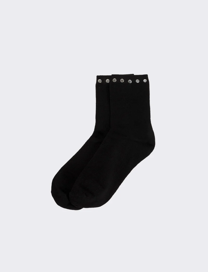 Calzino donna con borchie 1 paio - Nero