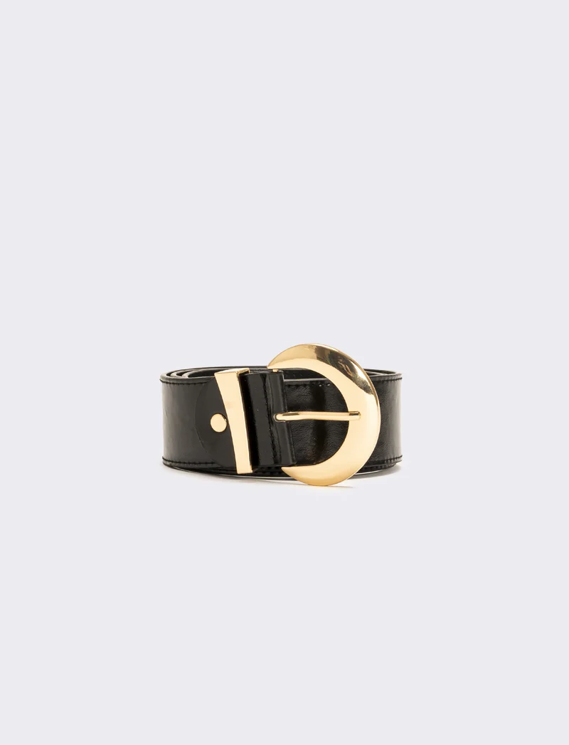 Cintura donna passante asimmetrico h 5 cm - Nero-oro