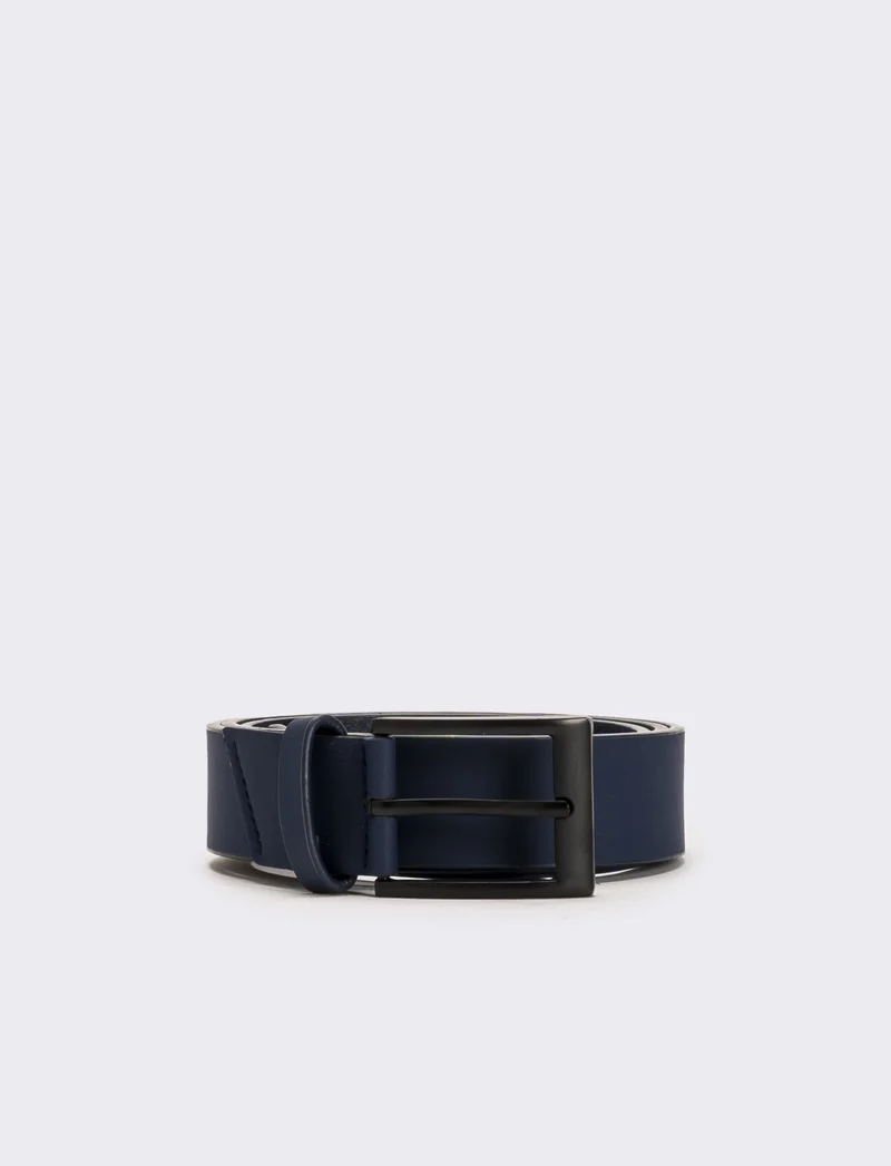 Cintura uomo casual fibbia nera opaca - Blu