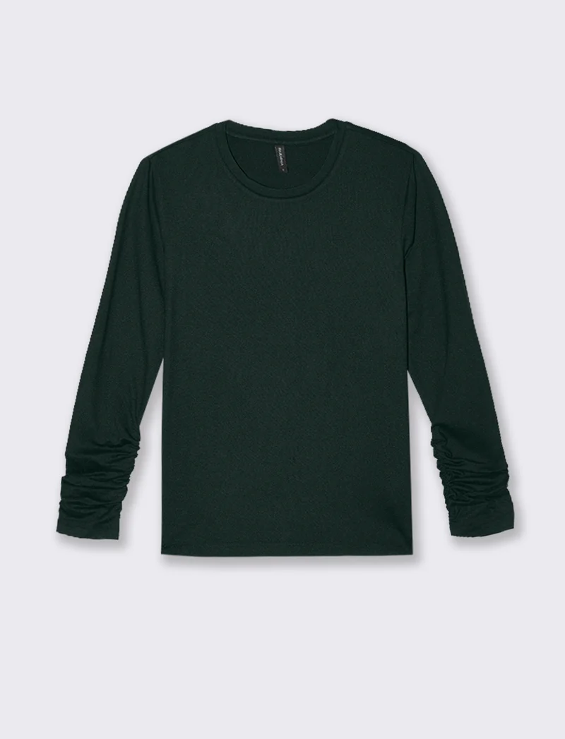 T-SHIRT BASICA MANICA LUNGA - Verde bosco