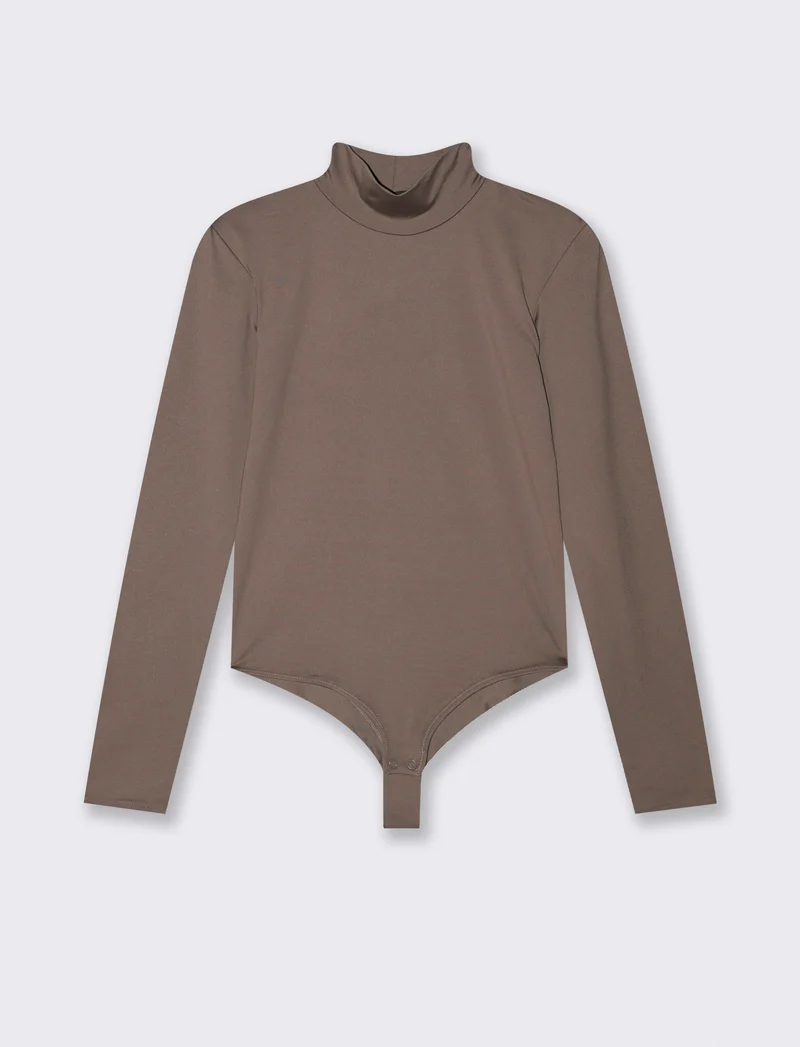 BODY CON SPALLINE - Grigio tortora
