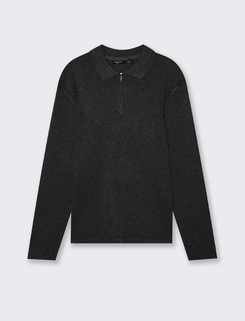 MAGLIA MODELLO POLO CON CERNIERA - Nero