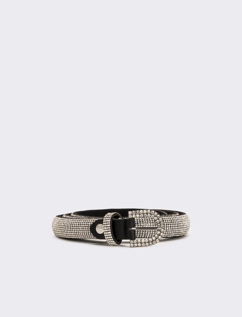Cintura donna sottile con strass - Argento