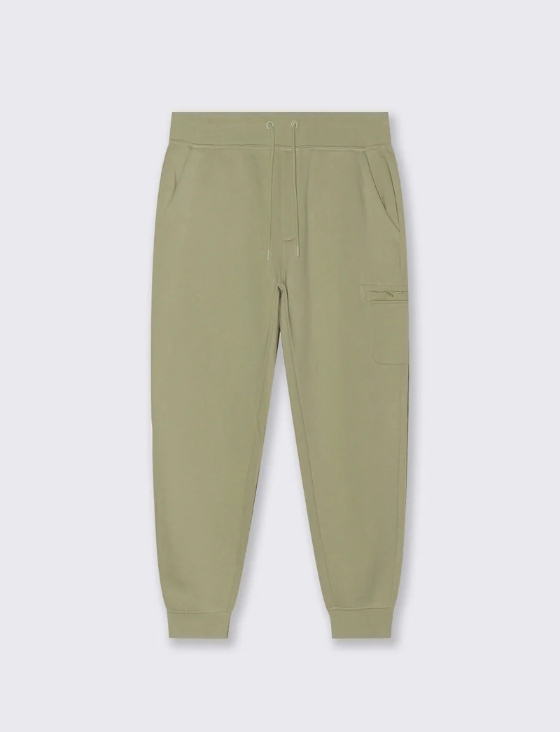 PANTALONI JOGGER IN FELPA CON TASCA LATERALE - Verde salvia