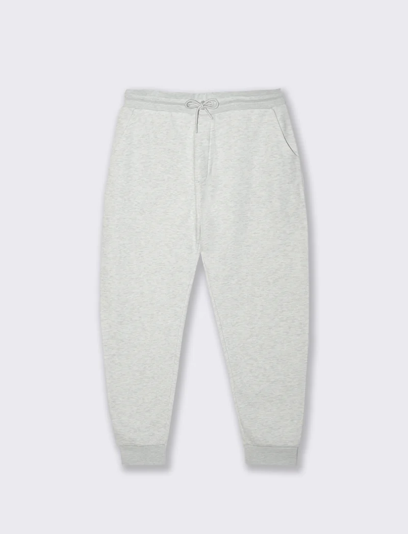 PANTALONI JOGGER BASIC IN FELPA - Grigio mel.