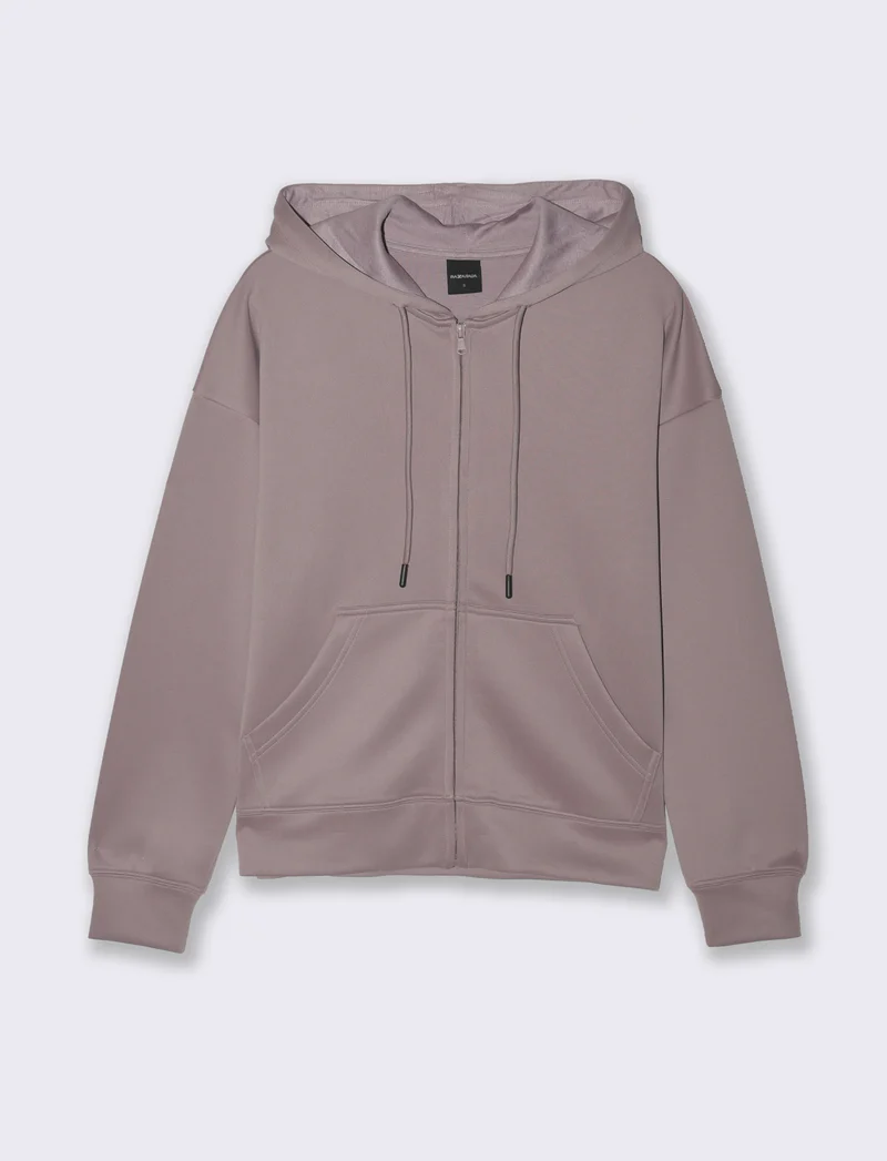 FELPA CON CAPPUCCIO E ZIP - Viola glicine