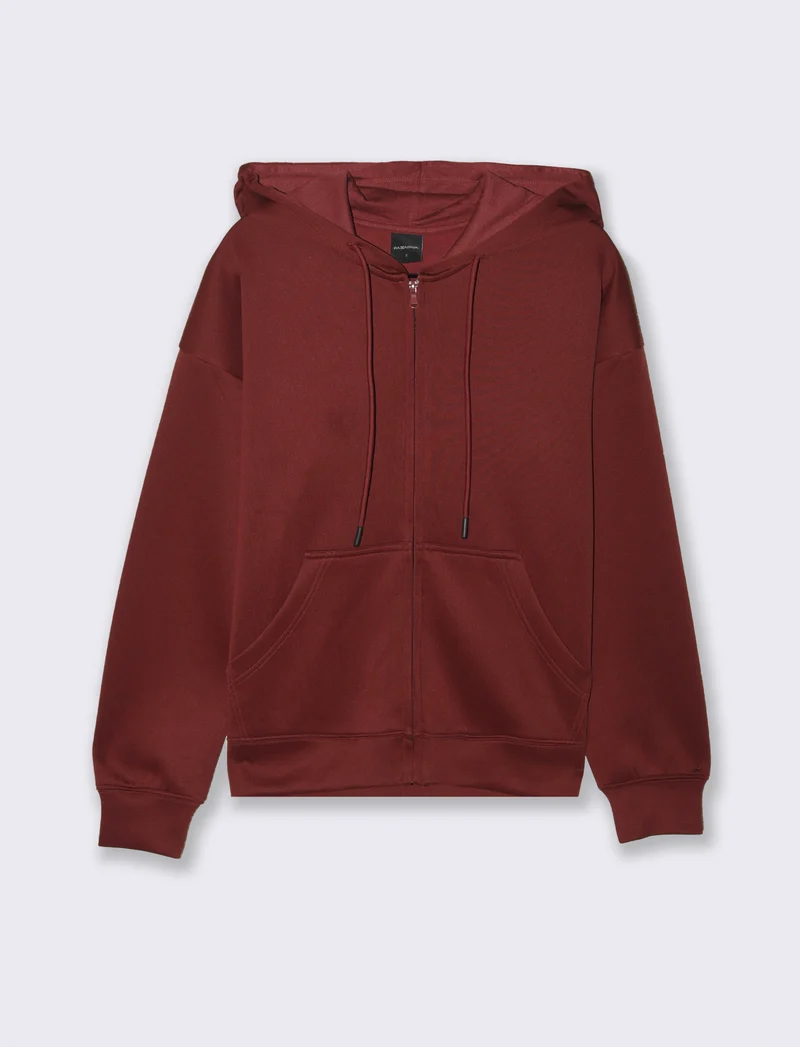 FELPA CON CAPPUCCIO E ZIP - Marrone bruciato