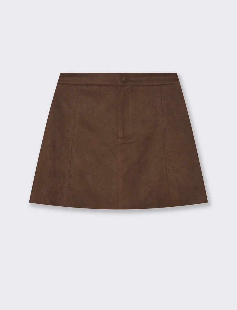 GONNA IN TESSUTO EFFETTO CAMOSCIO - Marrone cioccolato