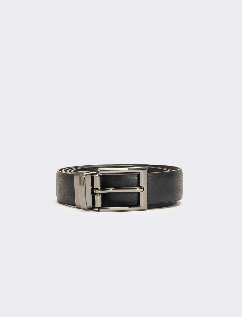 Cintura lucida double face h 3 cm - Blu