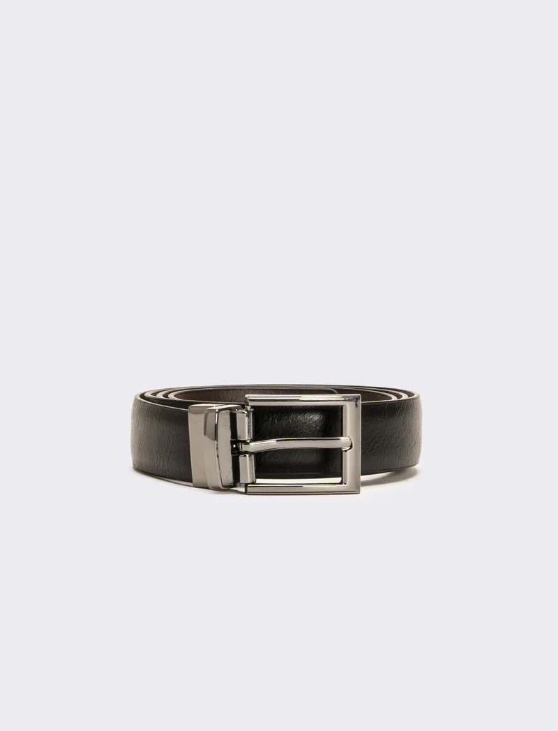 Cintura lucida double face h 3 cm - Nero