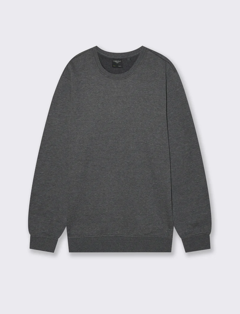FELPA GIROCOLLO BASIC MELANGE - Nero