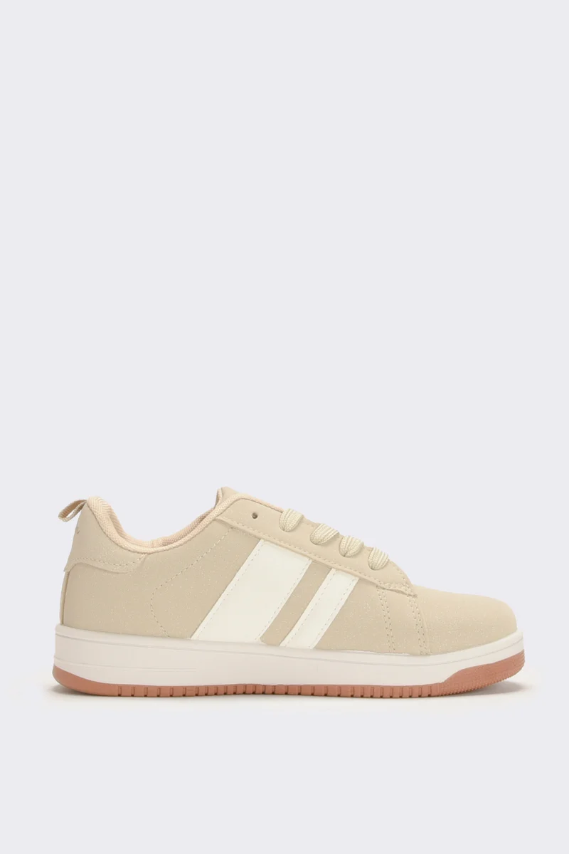 Sneakers da bambina con riporti - Beige