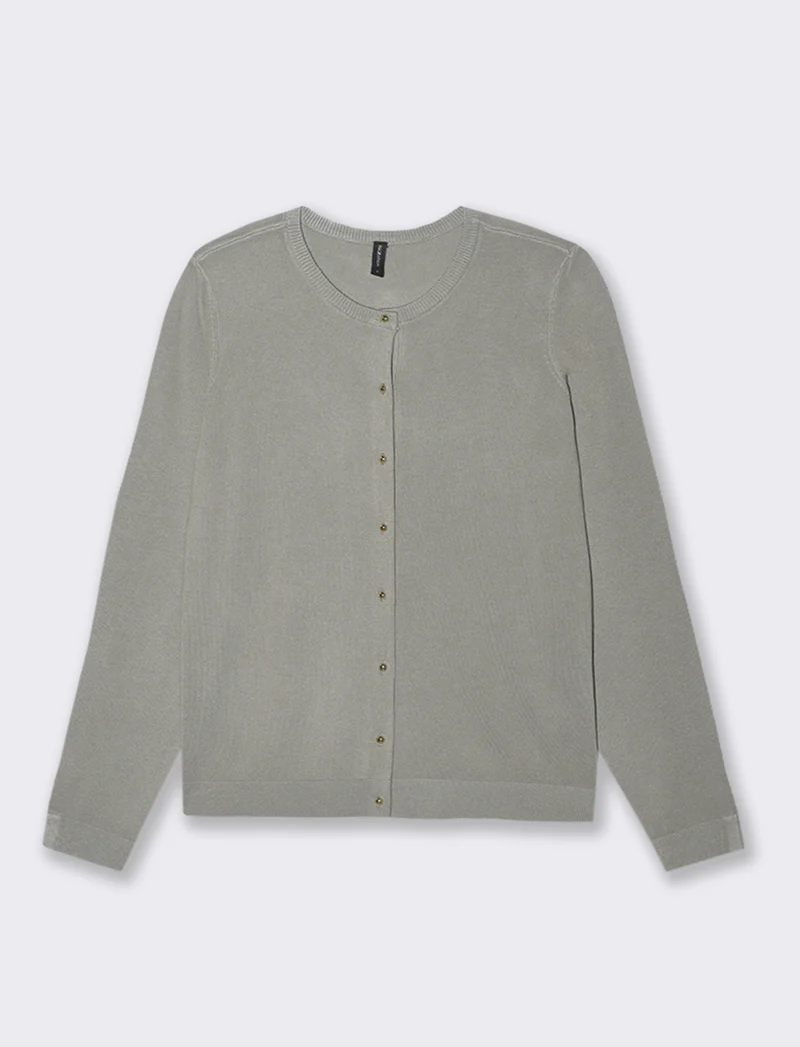 CARDIGAN GIROCOLLO - Verdino