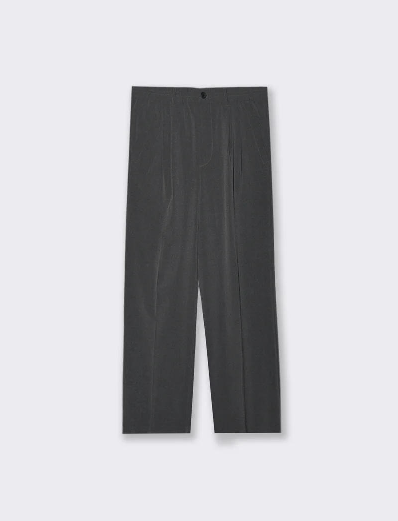 PANTALONI CHINO LOOSE WIDE LEG - Antracite melange