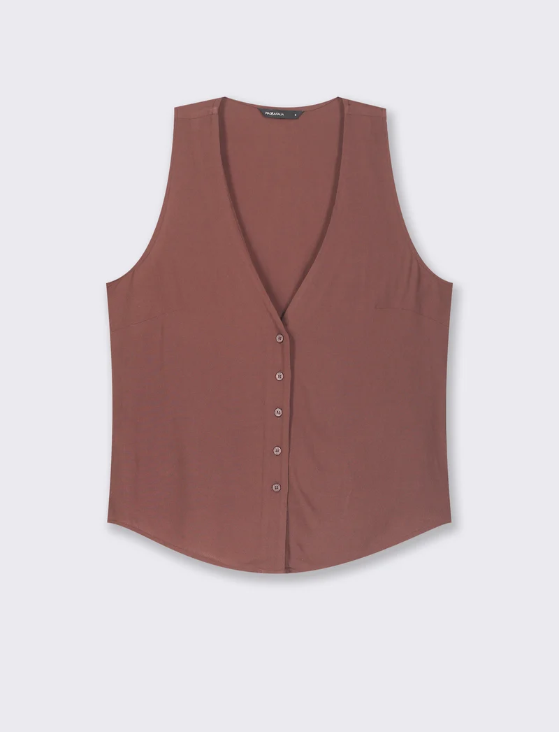 BLUSA SMANICATA - Marrone cioccolato
