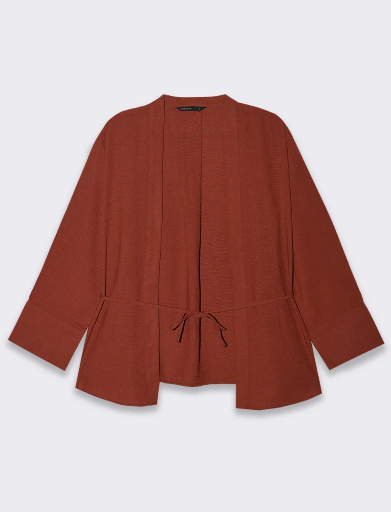 CAMICIA KIMONO - Marrone bruciato