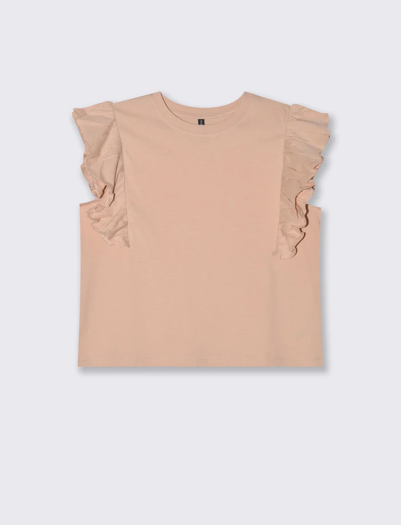 T-SHIRT CON ROUCHES - Rosa chiaro
