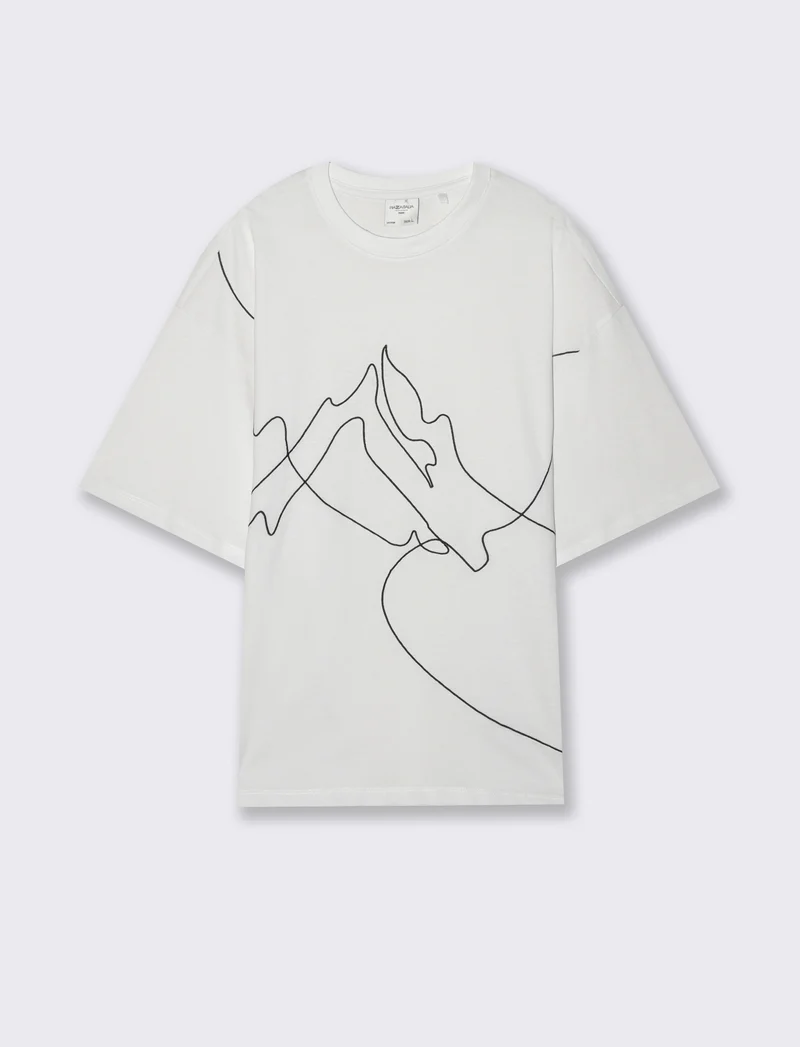 T-shirt boxy fit con ricamo - Bianco
