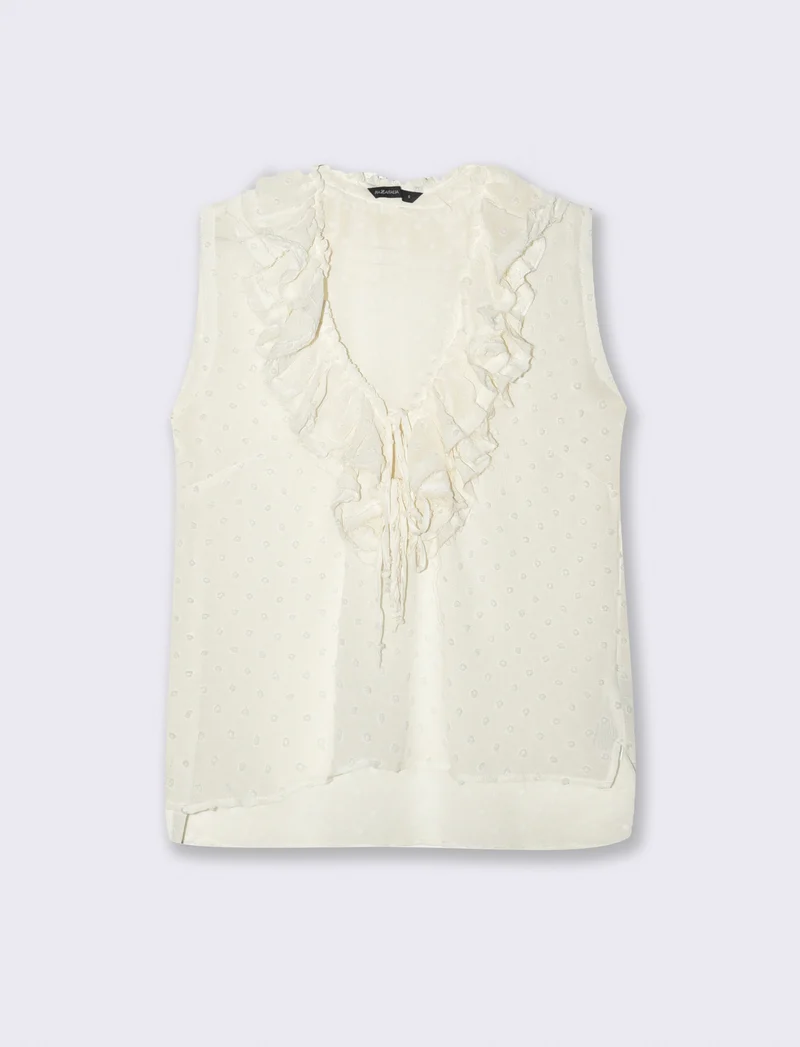 TOP CON ROUCHES - Bianco latte