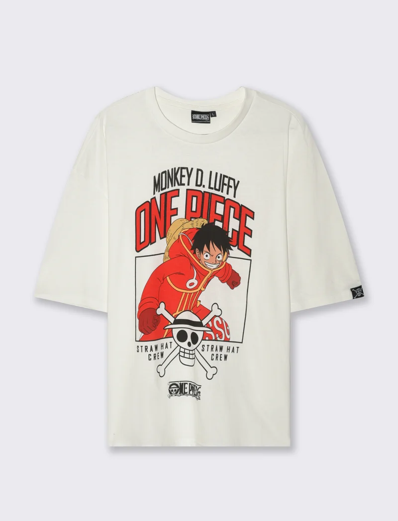 T-SHIRT STAMPA ONE PIECE - Bianco