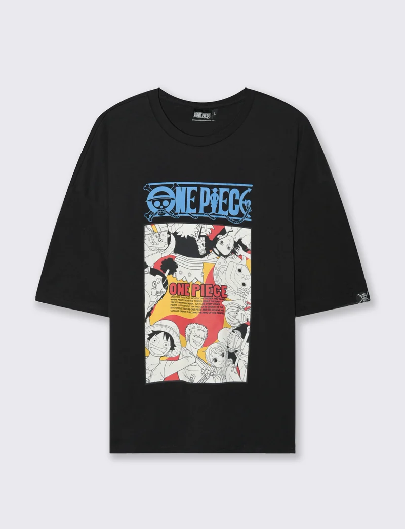T-SHIRT STAMPA ONE PIECE - Nero