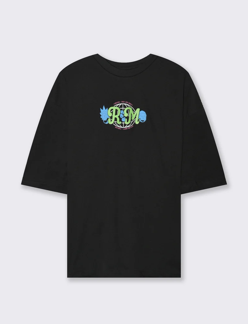 T-SHIRT STAMPA RICK AND MORTY - Nero