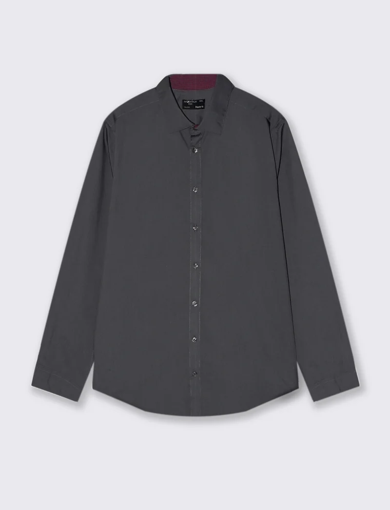 CAMICIA BASIC REGULAR FIT EASY IRON - Grigio piombo