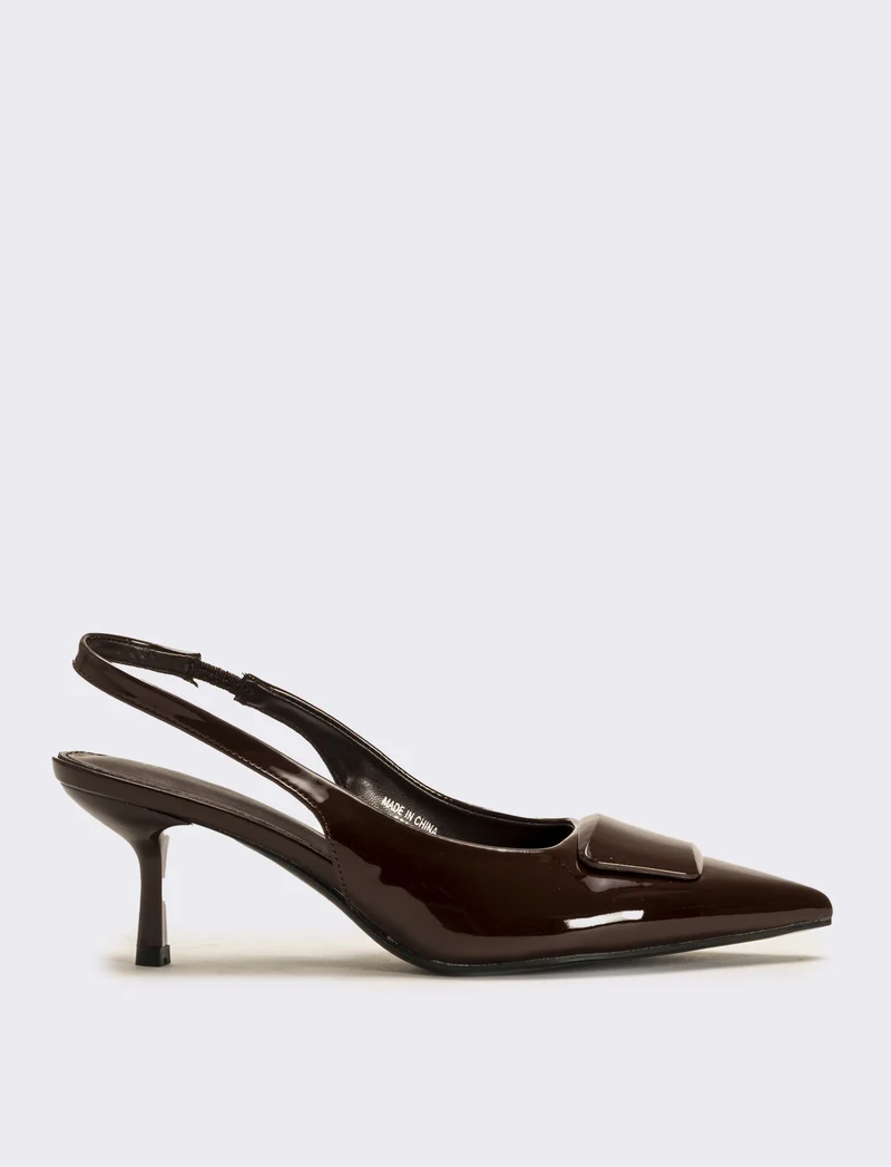 Slingback in vernice da donna - Marrone