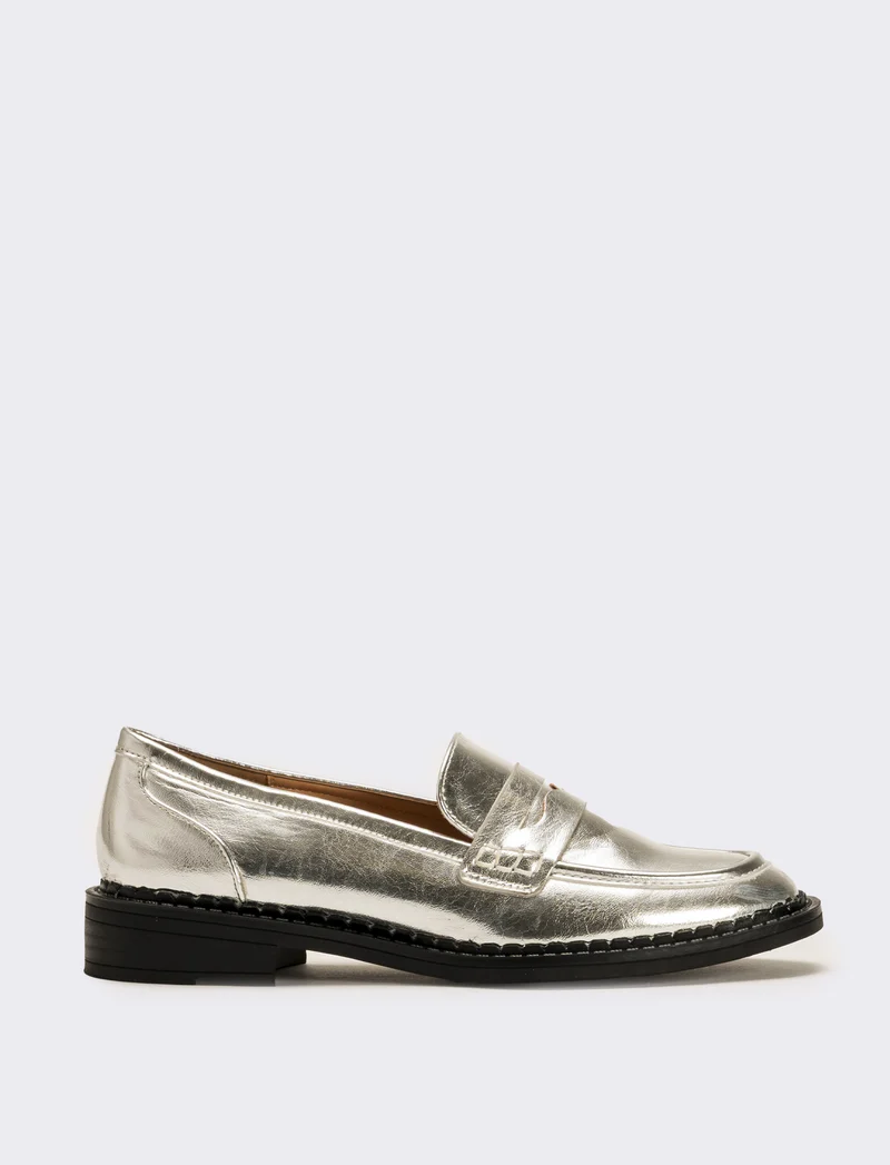 Mocassino argentato da donna - Argento