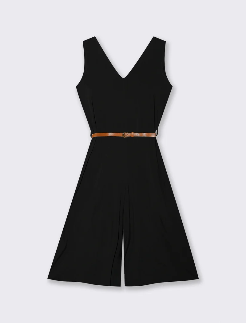 Vestito in viscosa con icrocio dietro - Nero