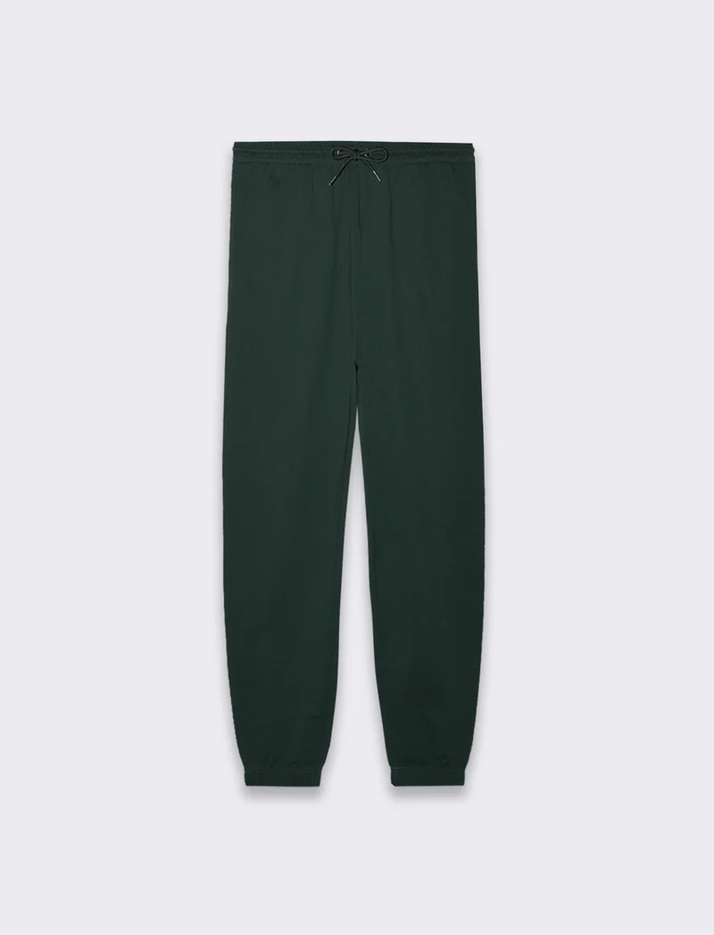 PANTALONI JOGGER BASIC IN FELPA - Verde scuro