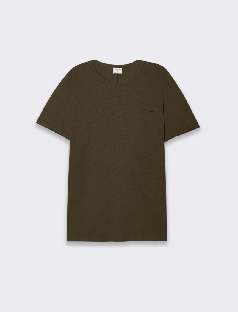 T-SHIRT COTONE SLUB LOOSE FIT - Verde kaki