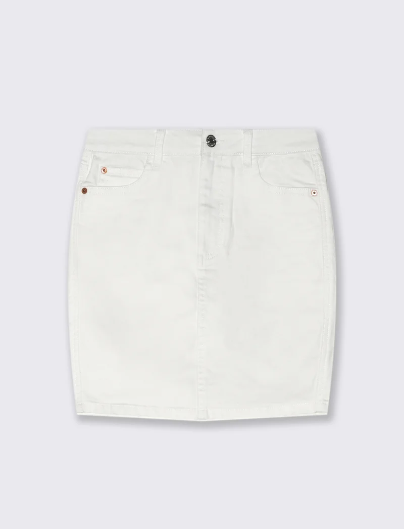 GONNA CORTA IN DENIM - Bianco