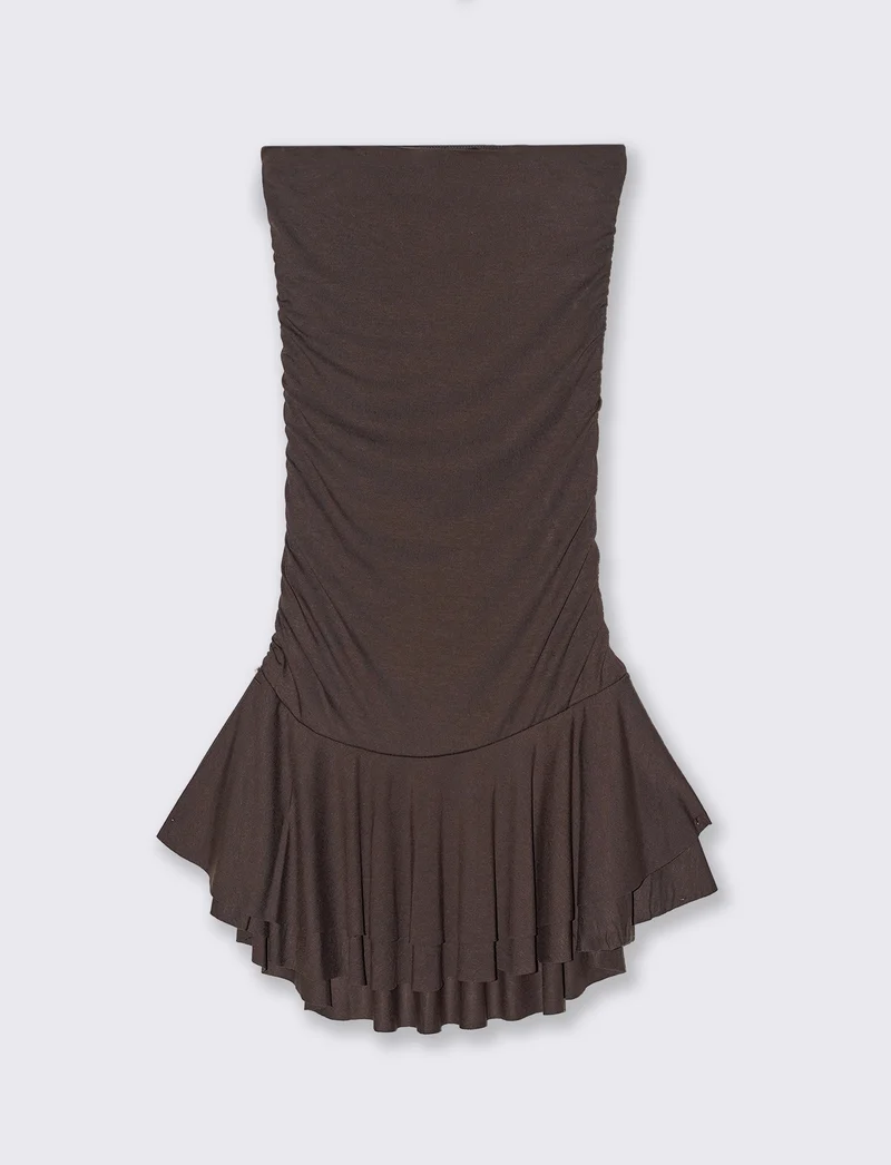 Vestito mini con volant - Moro