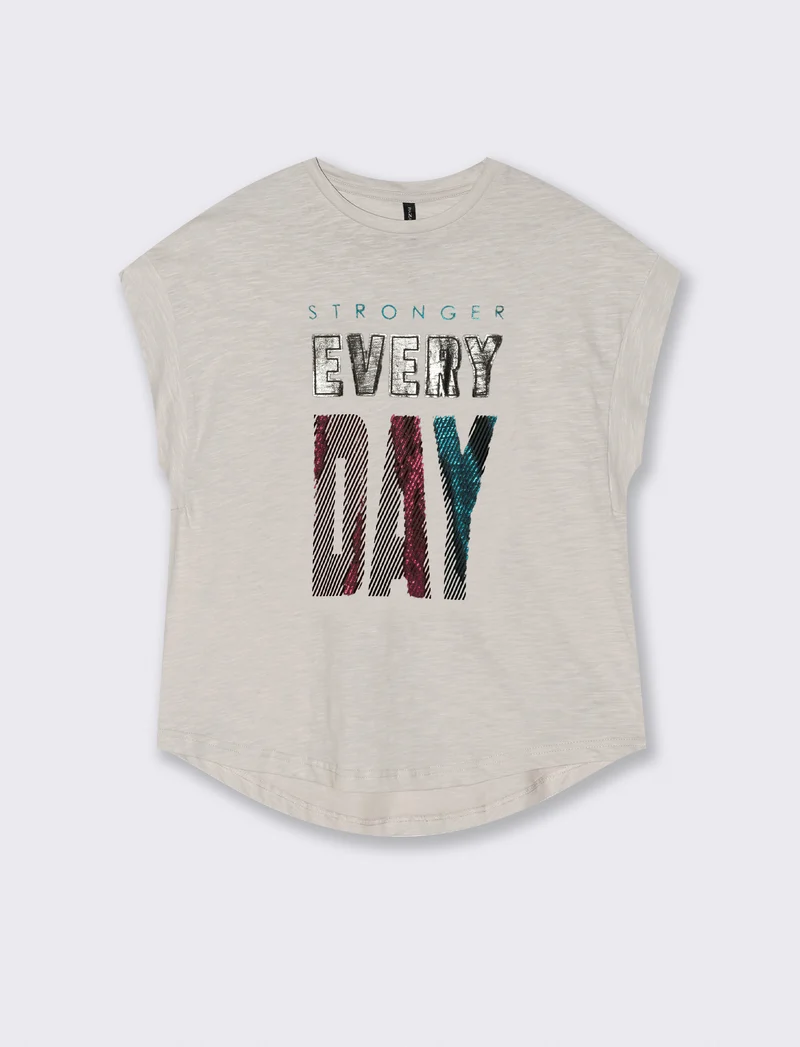 T-SHIRT CON MANICA AD ALETTA - Bianco gesso