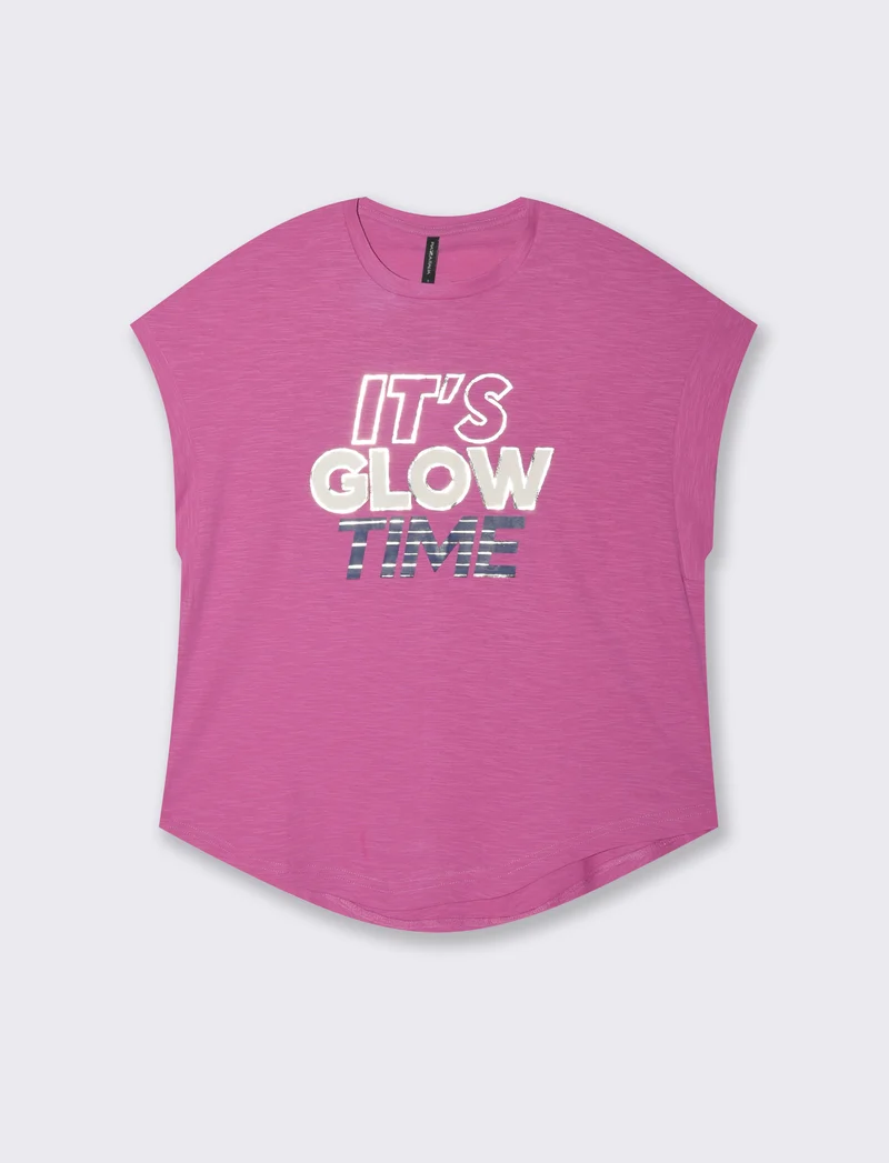 T-SHIRT CON MANICA AD ALETTA - Fuxia azalea