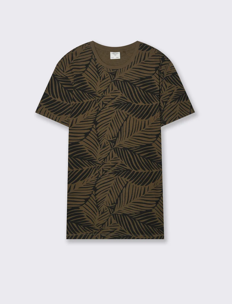 T-shirt in cotone con stampa all over da uomo - Verde kaki