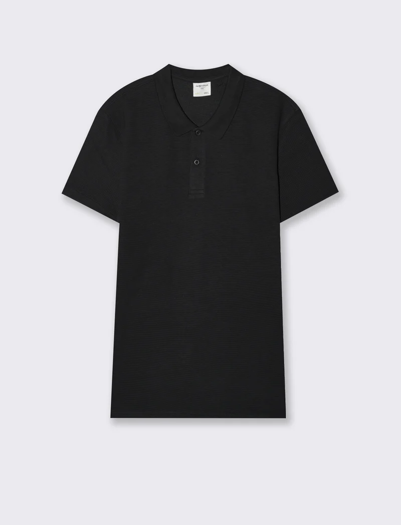 Polo in tessuto struttura ottoman da uomo - Nero