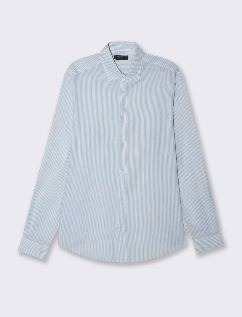 Camicia leggera a righe da uomo - Celeste