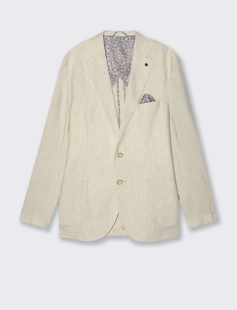 Blazer da completo misto lino da uomo - Beige ecru