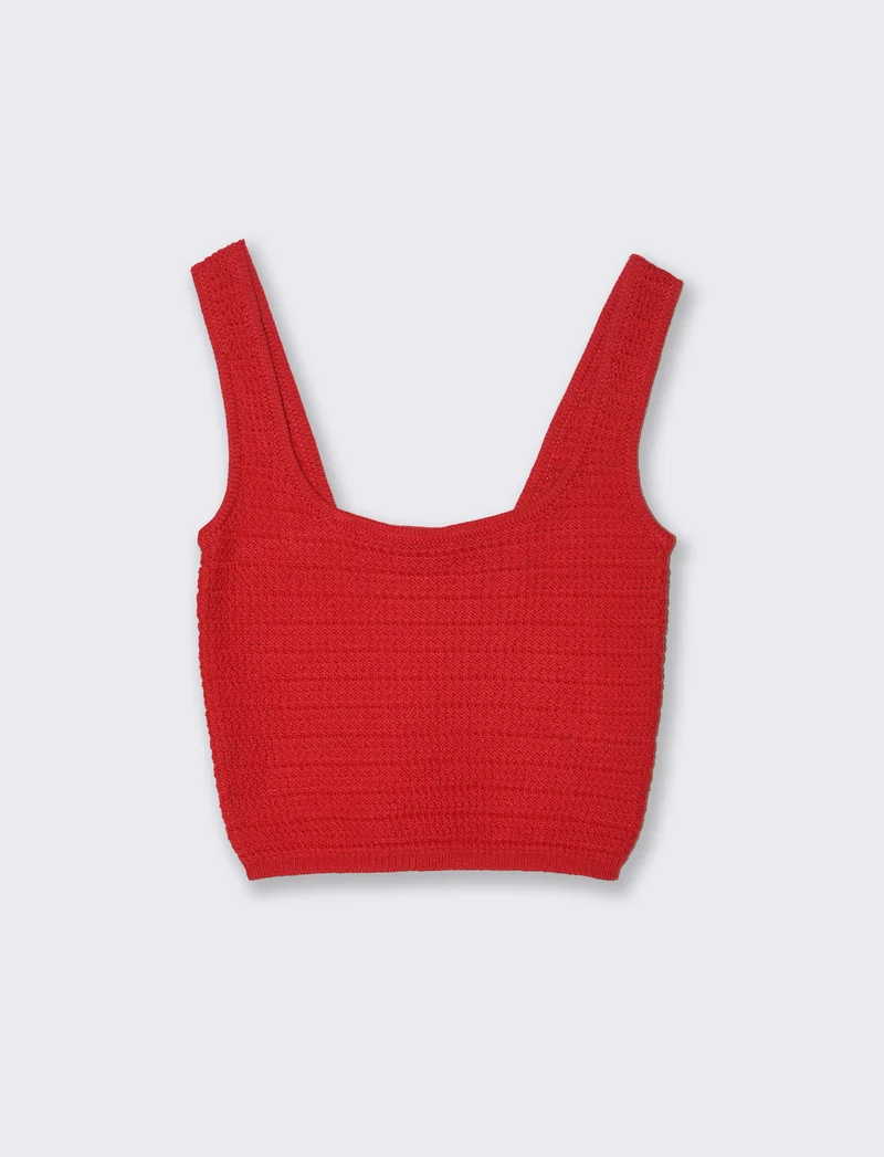 Top crochet da donna - Rosso scarlatto