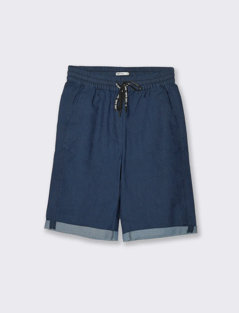 Bermuda con risvolto da donna - DENIM SCURO
