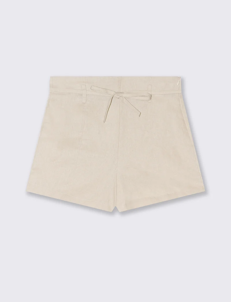 Short con cintura da donna - Beige corda